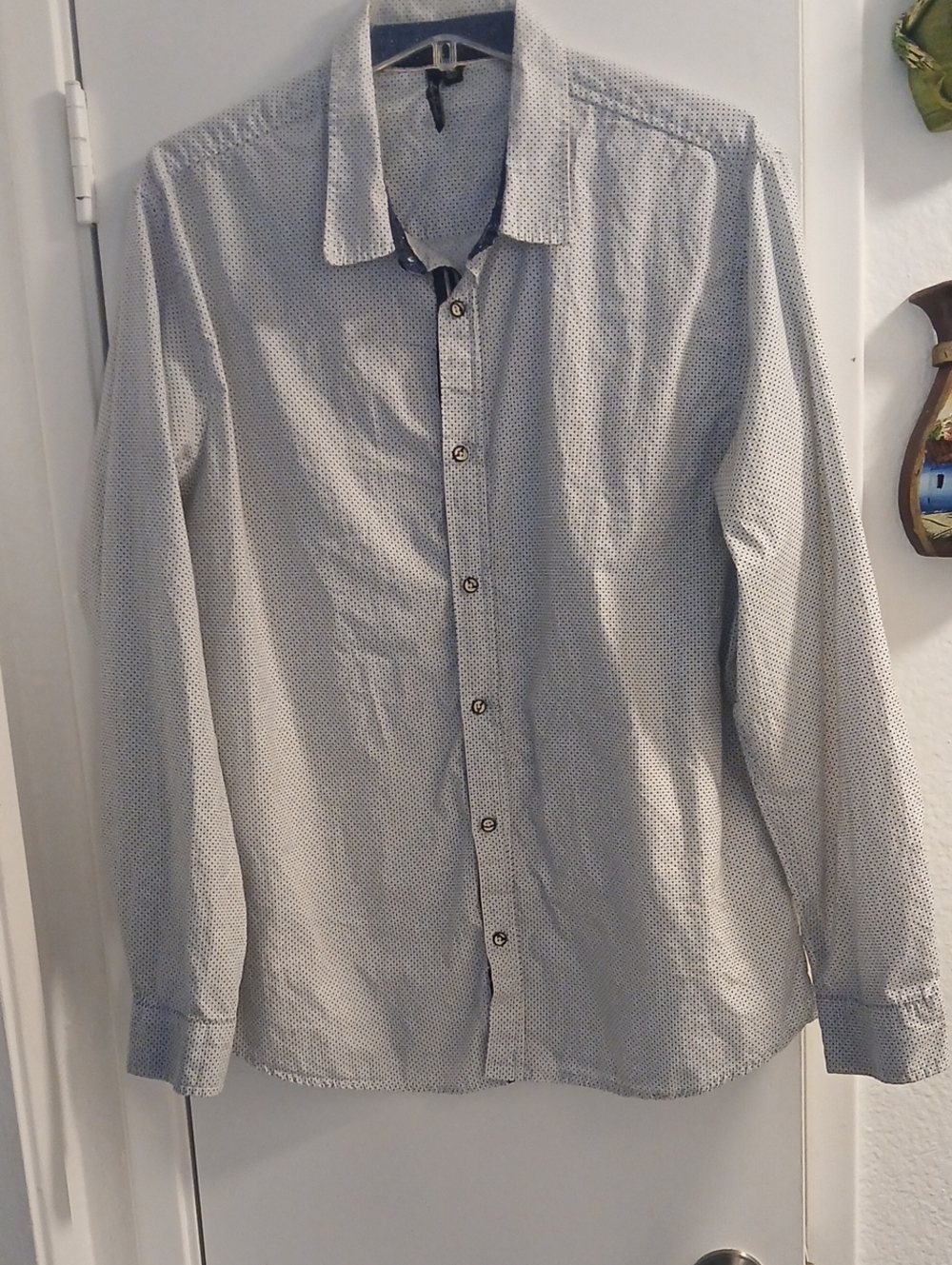 Liquid Venom Men's Long-Sleeve Button-Up Shirt - Light Blue Micro Dot 2 XL